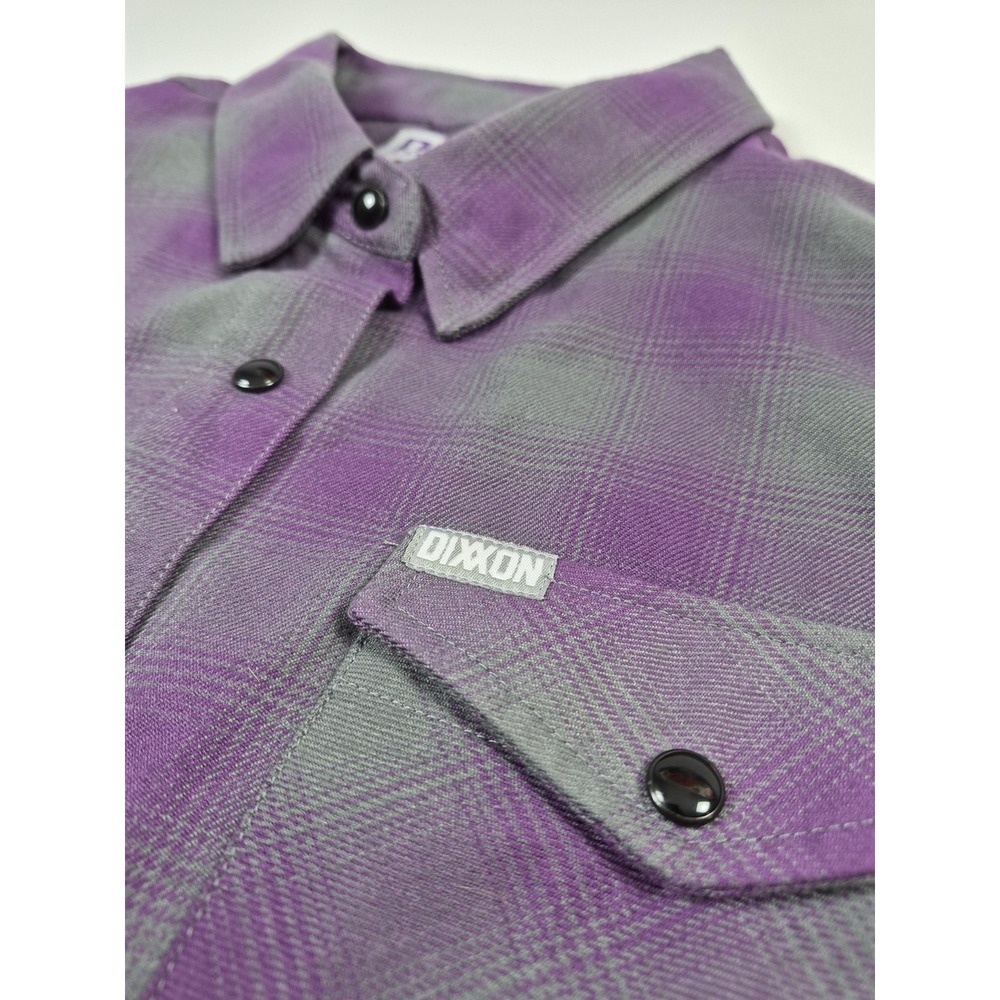 Dixxon Flannel Company Shirt Womens 2X Purple Grey Plaid Snap Reign Western - Picture 3 of 15